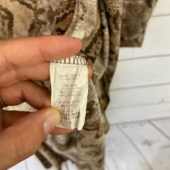 Windsor S Tan Snake Animal Print Long Sleeve Drape Relaxed Fit Duster Cover Up - Picture 7 of 7